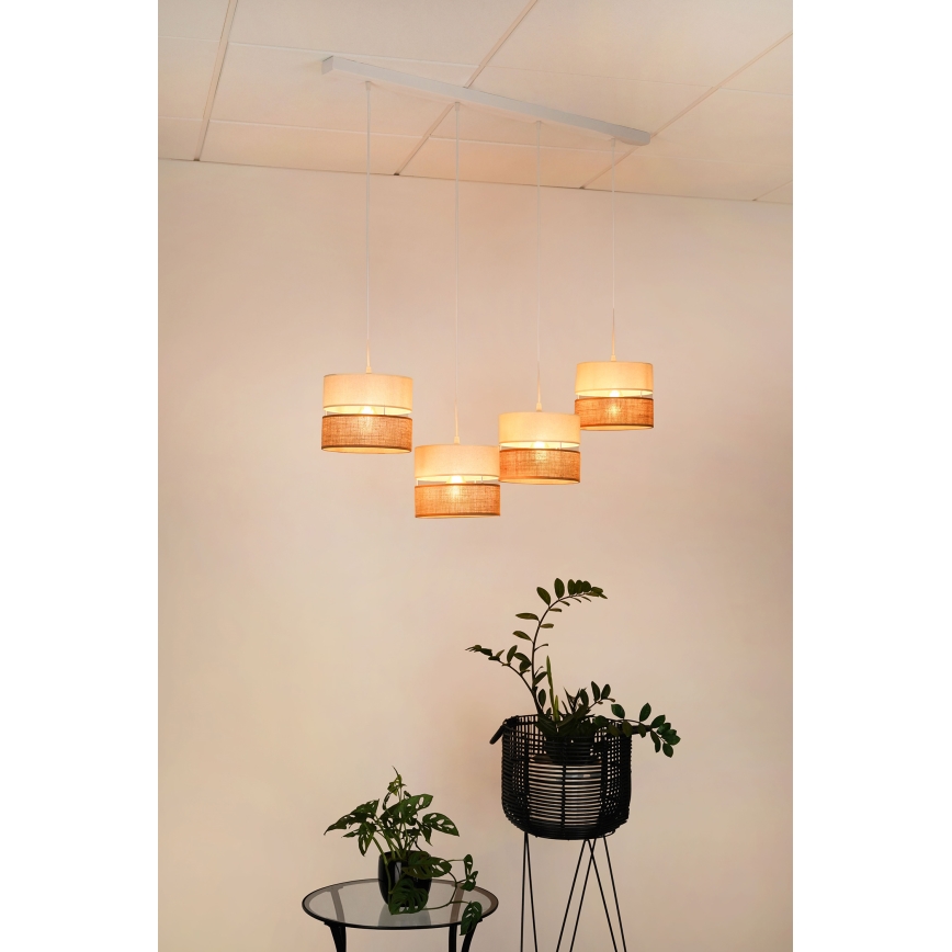 Brilagi - Luster na sajli ROYAL YUTE 4xE27/15W/230V bež/kremasta/bela