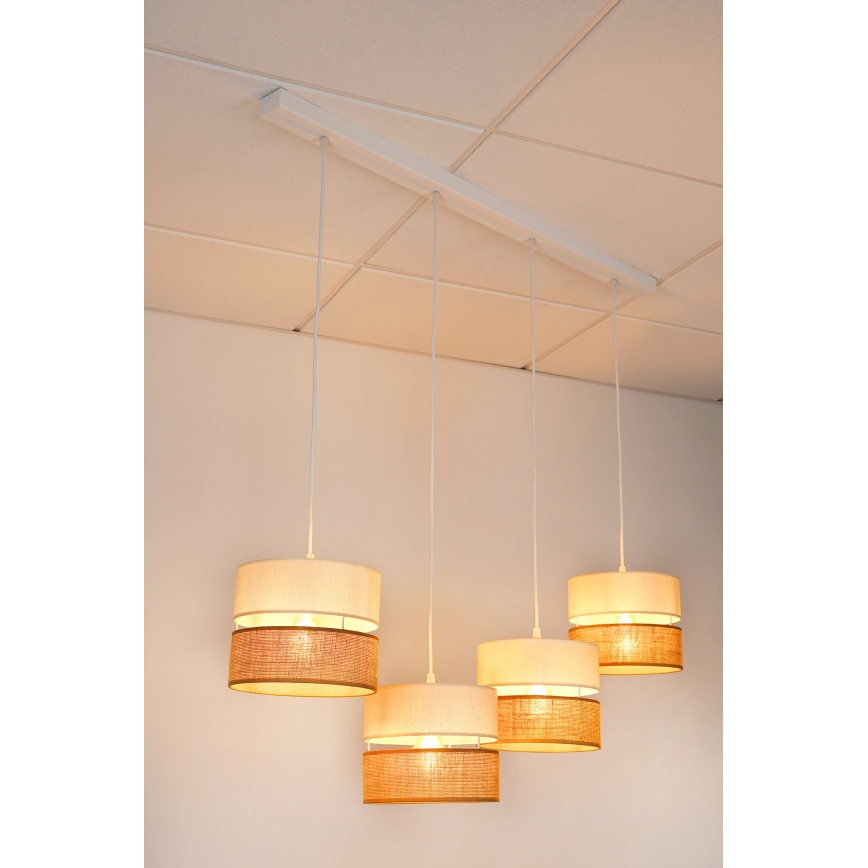 Brilagi - Luster na sajli ROYAL YUTE 4xE27/15W/230V bež/kremasta/bela