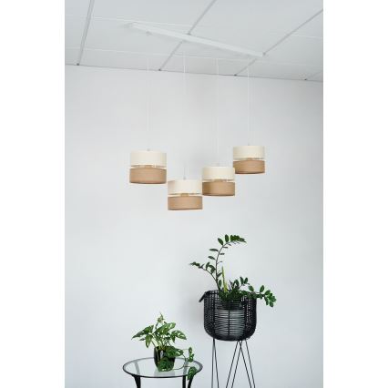 Brilagi - Luster na sajli ROYAL YUTE 4xE27/15W/230V bež/kremasta/bela