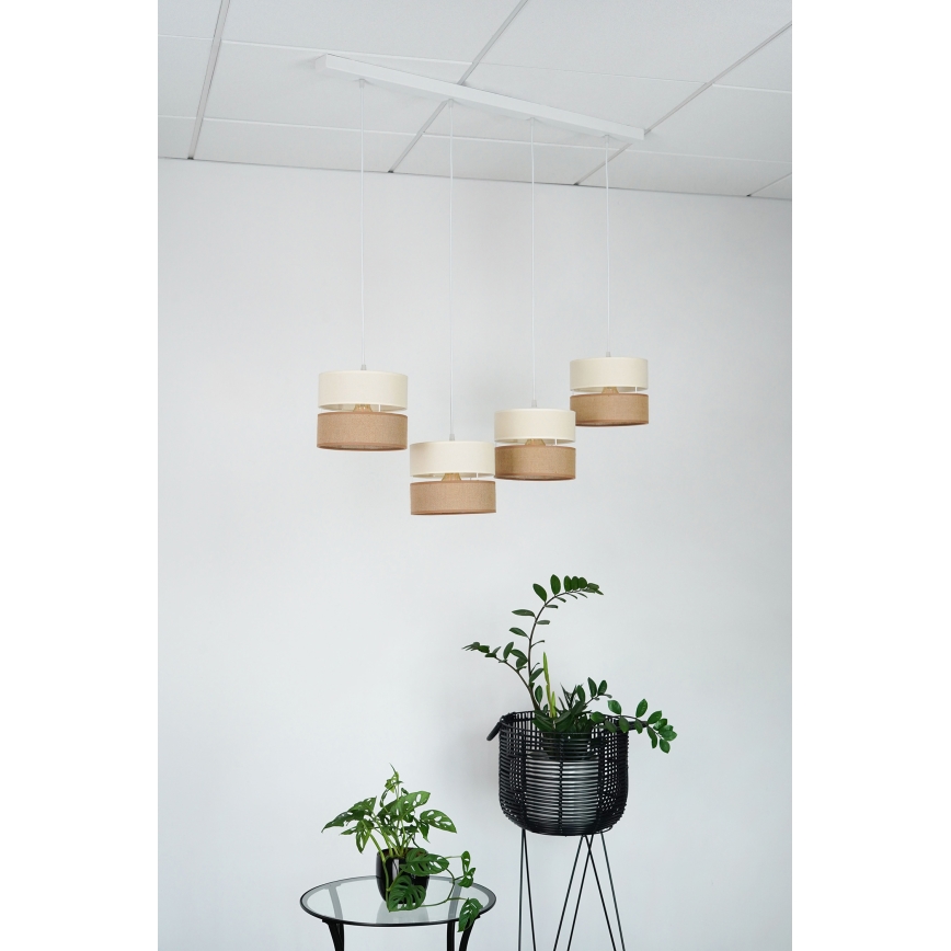 Brilagi - Luster na sajli ROYAL YUTE 4xE27/15W/230V bež/kremasta/bela
