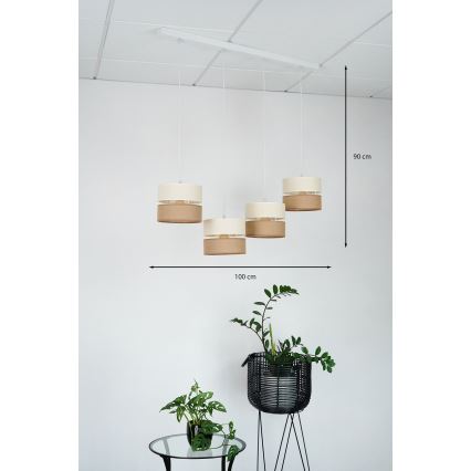 Brilagi - Luster na sajli ROYAL YUTE 4xE27/15W/230V bež/kremasta/bela