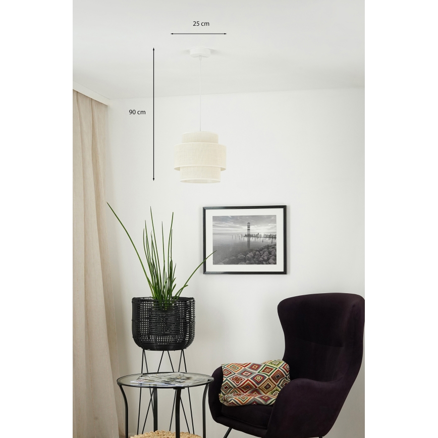 Brilagi - Luster na sajli SPACE YUTE 1xE27/15W/230V prečnik 25 cm krem/bela