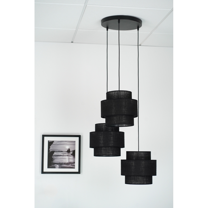 Brilagi - Luster na sajli SPACE YUTE 3xE27/15W/230V crna