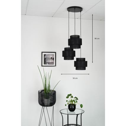 Brilagi - Luster na sajli SPACE YUTE 3xE27/15W/230V crna