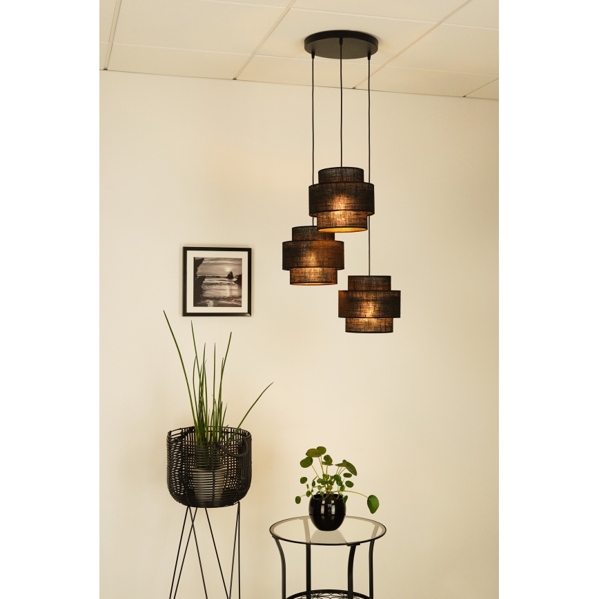 Brilagi - Luster na sajli SPACE YUTE 3xE27/15W/230V crno