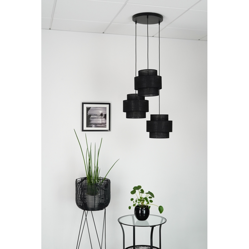 Brilagi - Luster na sajli SPACE YUTE 3xE27/15W/230V crno