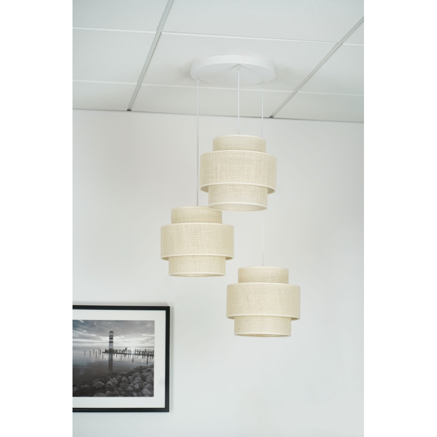 Brilagi - Luster na sajli SPACE YUTE 3xE27/15W/230V kremasta/bela