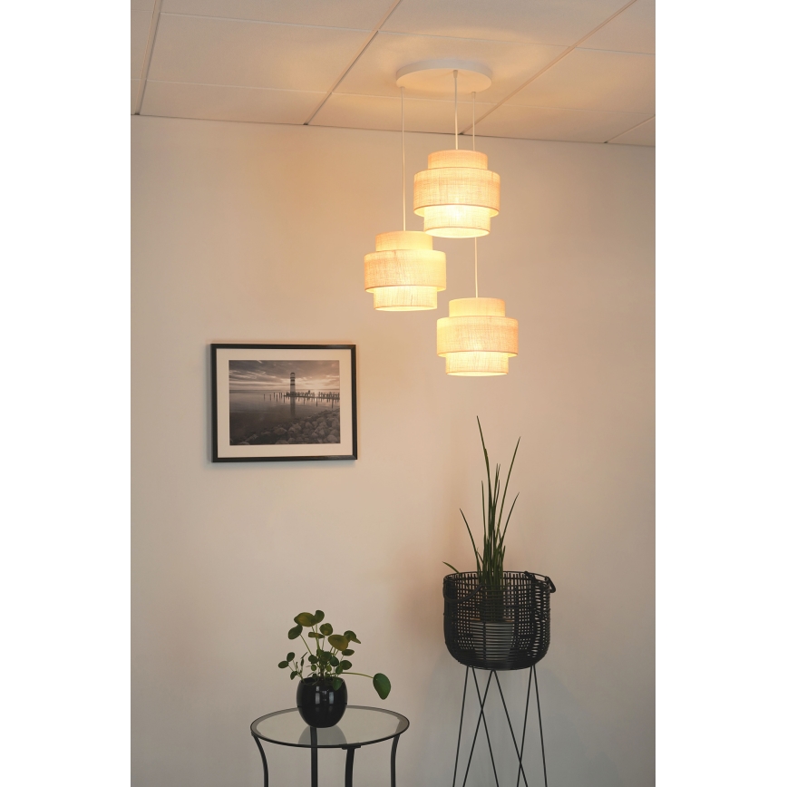 Brilagi - Luster na sajli SPACE YUTE 3xE27/15W/230V kremasta/bela