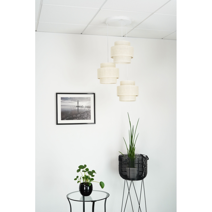 Brilagi - Luster na sajli SPACE YUTE 3xE27/15W/230V kremasta/bela