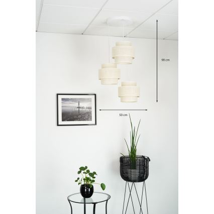 Brilagi - Luster na sajli SPACE YUTE 3xE27/15W/230V kremasta/bela