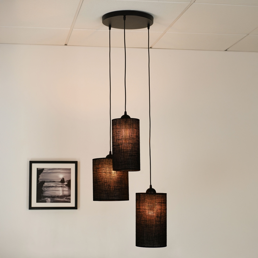 Brilagi - Luster na sajli TUBES 3xE27/15W/230V crna