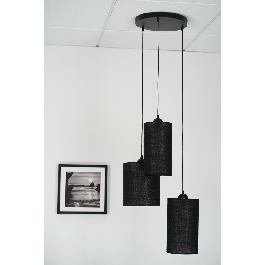 Brilagi - Luster na sajli TUBES 3xE27/15W/230V crna