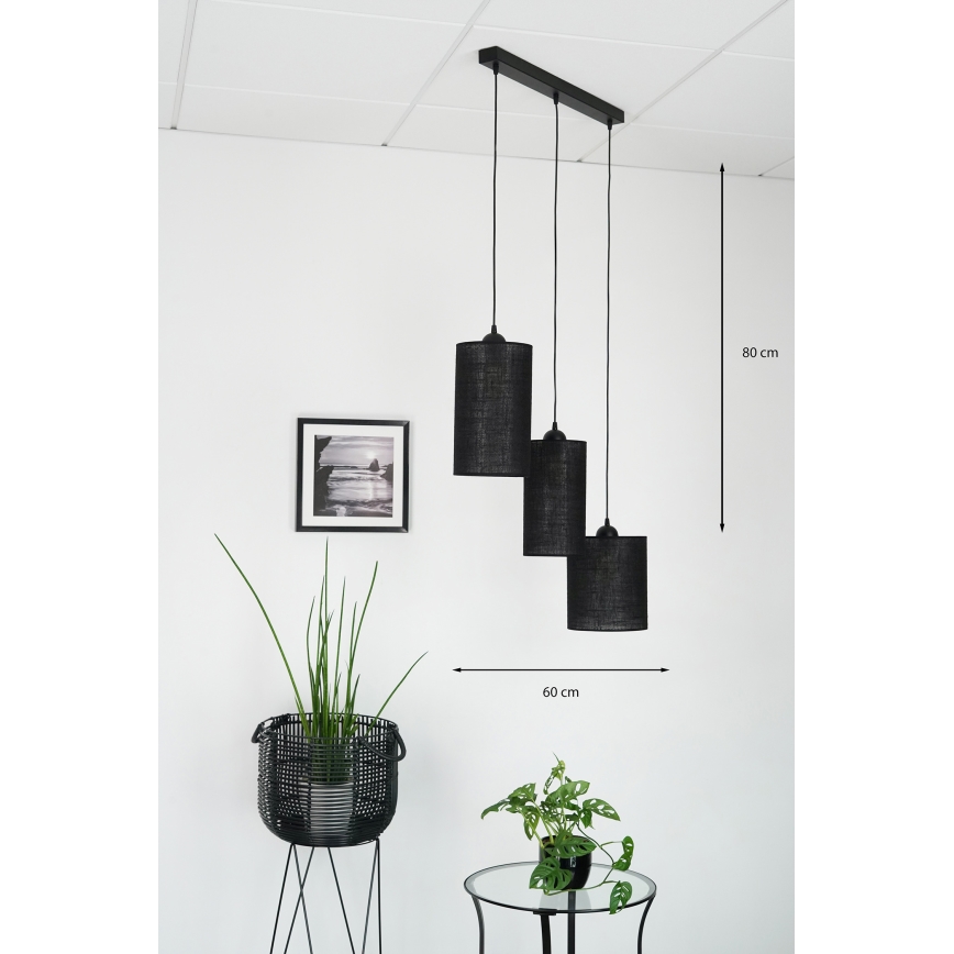 Brilagi - Luster na sajli TUBES 3xE27/15W/230V crno