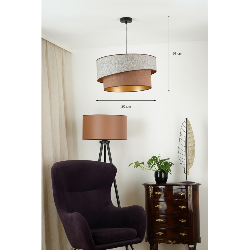 Brilagi - Luster na sajli VEGAS SHINE 1xE27/15W/230V Ø 50 cm siva/smeđa