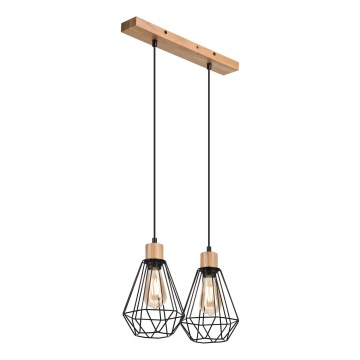 Brilagi - Luster na sajli WOODY BASKET 2xE27/60W/230V hrast