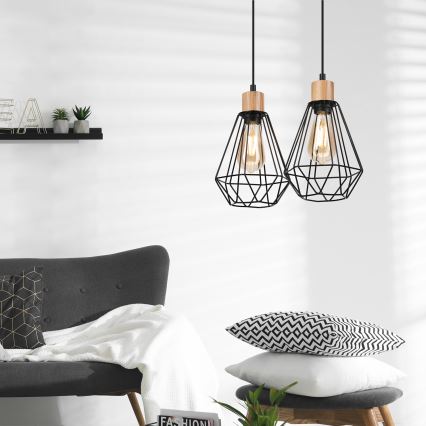 Brilagi - Luster na sajli WOODY BASKET 2xE27/60W/230V hrast