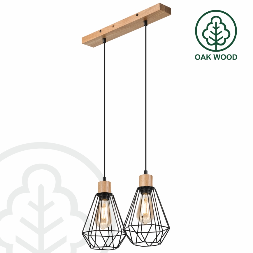 Brilagi - Luster na sajli WOODY BASKET 2xE27/60W/230V hrast