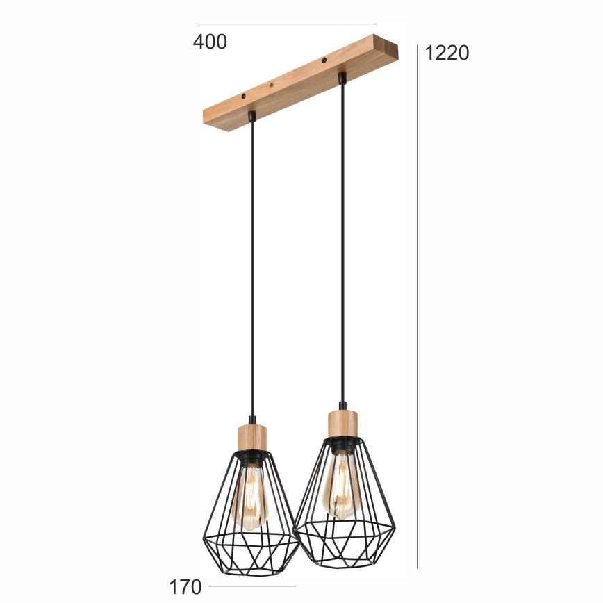 Brilagi - Luster na sajli WOODY BASKET 2xE27/60W/230V hrast
