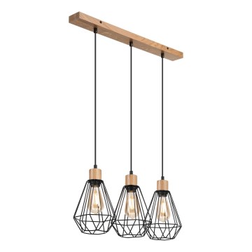 Brilagi - Luster na sajli WOODY BASKET 3xE27/60W/230V hrast