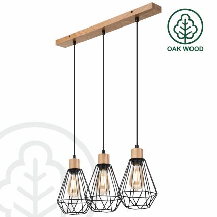 Brilagi - Luster na sajli WOODY BASKET 3xE27/60W/230V hrast