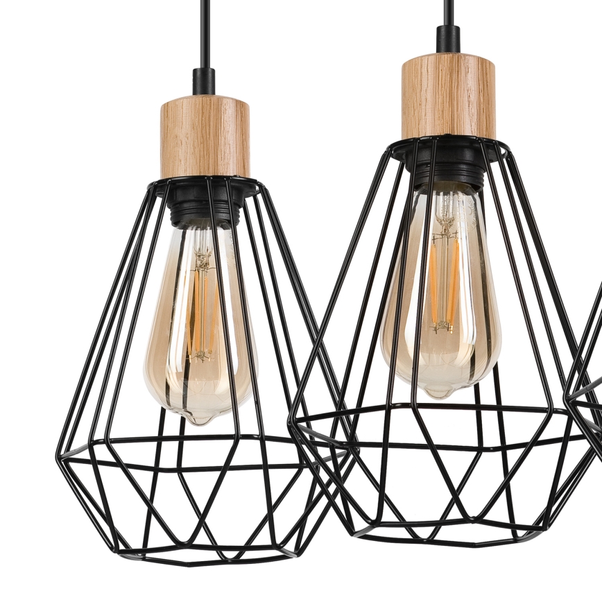 Brilagi - Luster na sajli WOODY BASKET 3xE27/60W/230V hrast