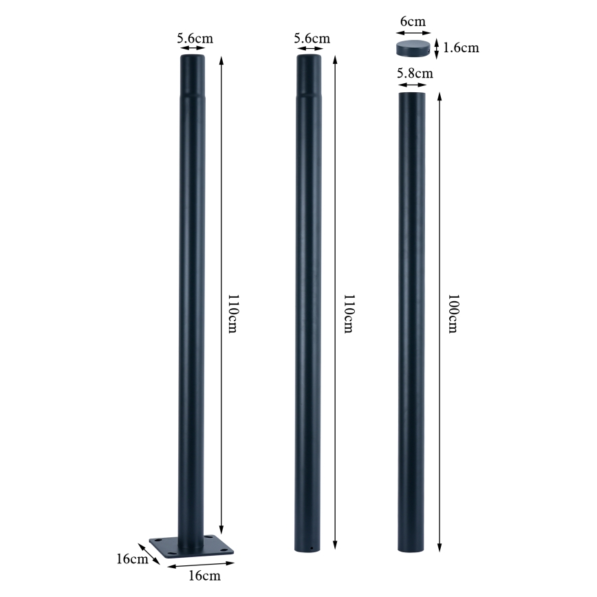 Brilagi - Metalna šipka za stub spoljnog osvetljenja URBAN, 3 m, prečnik stuba 58 mm, antracit