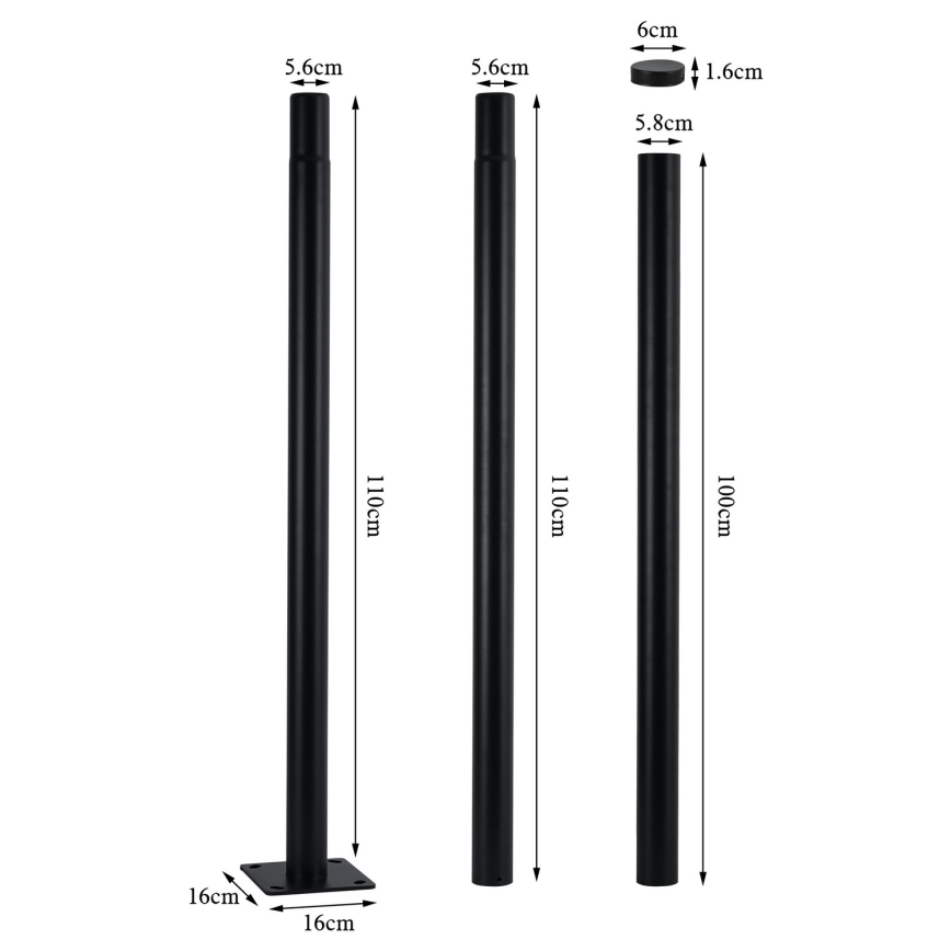 Brilagi - Metalni stub za spoljnu rasvetu URBAN 3 m stub crno