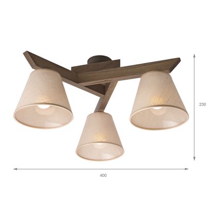Brilagi - Nadgradni luster ANTHONY 3xE14/40W/230V hrast/bež