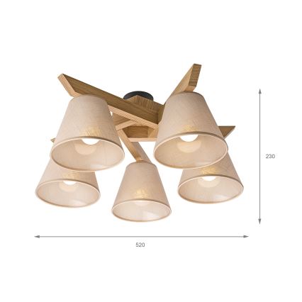 Brilagi - Nadgradni luster ANTHONY 5xE14/40W/230V hrast/bež