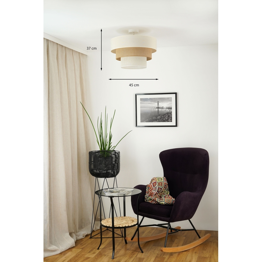 Brilagi - Nadgradni luster DENVER LUNETA 1xE27/15W/230V pr. 45 cm bež/braon/kremasta