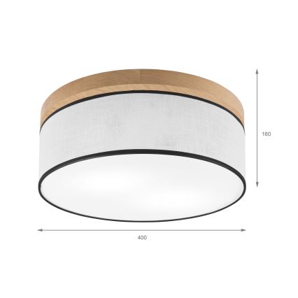 Brilagi - Plafonjera BELLADONNA 2xE27/15W/230V pr. 40 cm bela/hrast