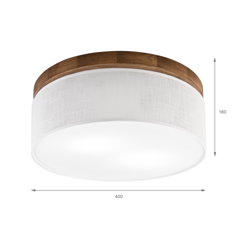 Brilagi - Plafonjera BELLADONNA 2xE27/15W/230V pr. 40 cm bela/hrast
