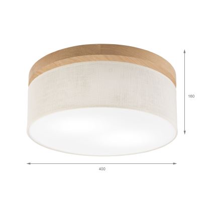 Brilagi - Plafonjera BELLADONNA 2xE27/15W/230V pr. 40 cm kremasta/hrast