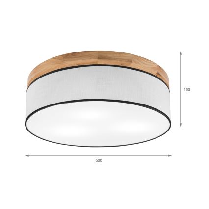 Brilagi - Plafonjera BELLADONNA 3xE27/15W/230V pr. 50 cm bela/hrast