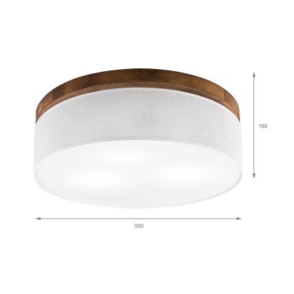 Brilagi - Plafonjera BELLADONNA 3xE27/15W/230V pr. 50 cm bela/hrast