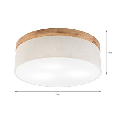 Brilagi - Plafonjera BELLADONNA 3xE27/15W/230V pr. 50 cm kremasta/hrast