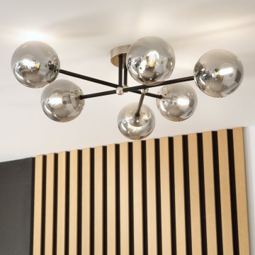 Brilagi - Plafonski luster MALIVA 6xE14/15W/230V mat hrom/zadimljeno staklo
