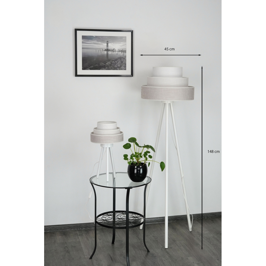 Brilagi - Podna lampa ALASKA LUNETA 1xE27/15W/230V sivo/kremasta