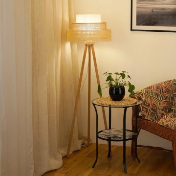 Brilagi - Podna lampa CEDAR LUNETA 1xE27/15W/230V bež/braon/kremasta
