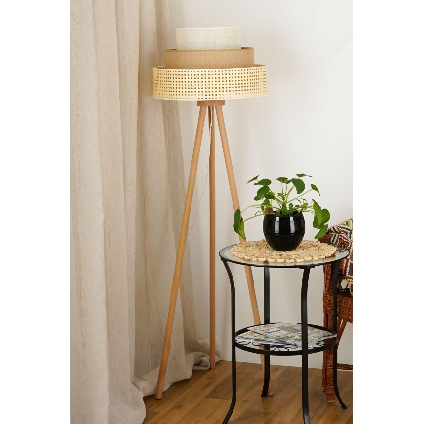 Brilagi - Podna lampa CEDAR LUNETA 1xE27/15W/230V bež/braon/kremasta