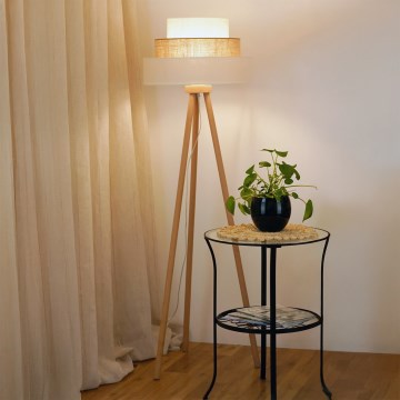 Brilagi - Podna lampa DENVER LUNETA 1xE27/15W/230V bež/braon/kremasta