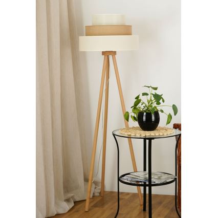 Brilagi - Podna lampa DENVER LUNETA 1xE27/15W/230V bež/braon/kremasta