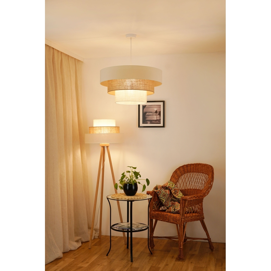 Brilagi - Podna lampa DENVER LUNETA 1xE27/15W/230V bež/braon/kremasta