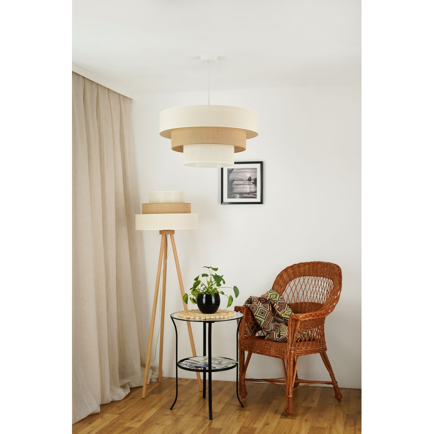 Brilagi - Podna lampa DENVER LUNETA 1xE27/15W/230V bež/braon/kremasta