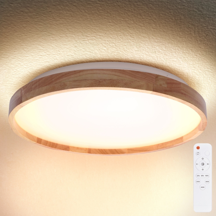 Brilagi - prigušiva LED stropna lampa ALSON LED/48W/230V 3000-6500K hrast preč. 39,5 cm + daljinski upravljač