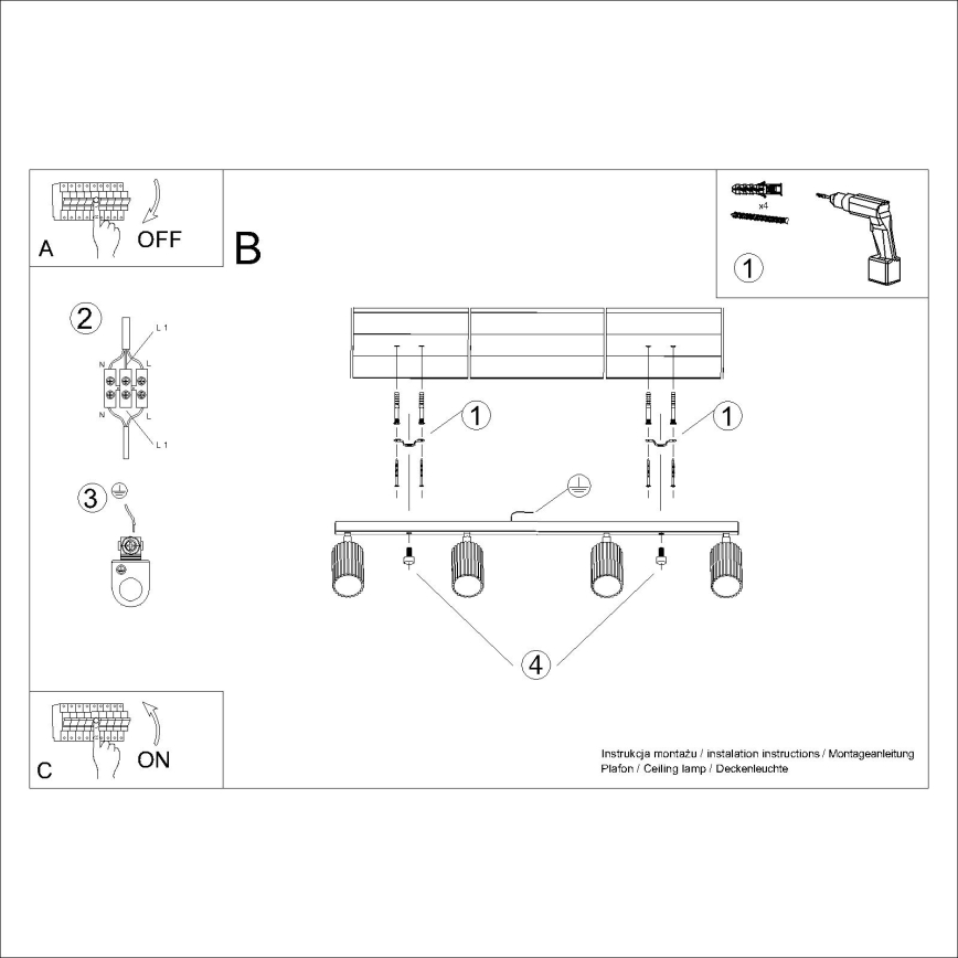 Brilagi - Reflektorska lampa CRESTO 4xGU10/10W/230V kremasta
