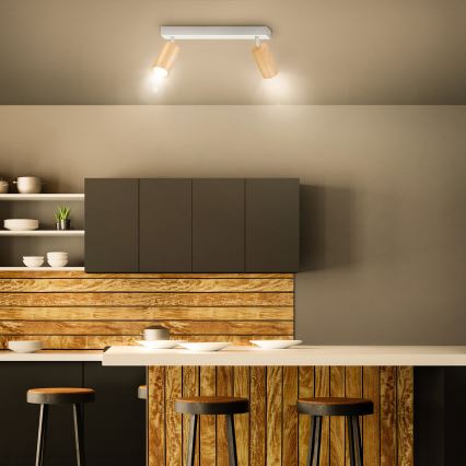Brilagi - Reflektorska lampa SELE 2xGU10/30W/230V bela/dekor hrasta