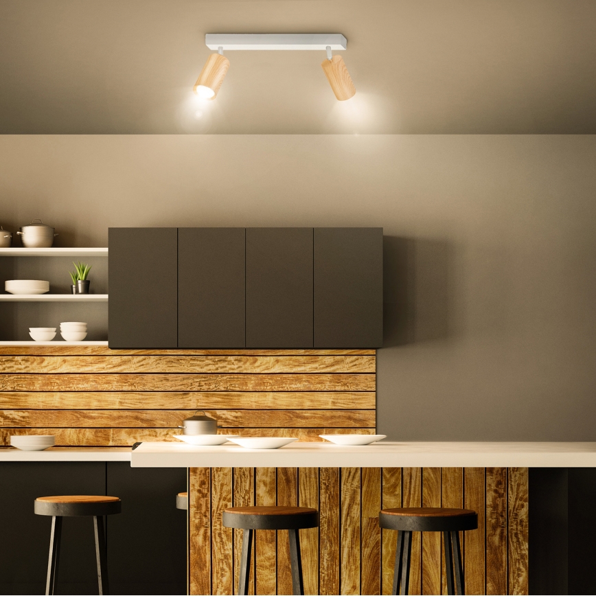 Brilagi - Reflektorska lampa SELE 2xGU10/30W/230V bela/dekor hrasta