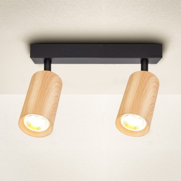 Brilagi - Reflektorska lampa SELE 2xGU10/30W/230V crno/dekor hrasta