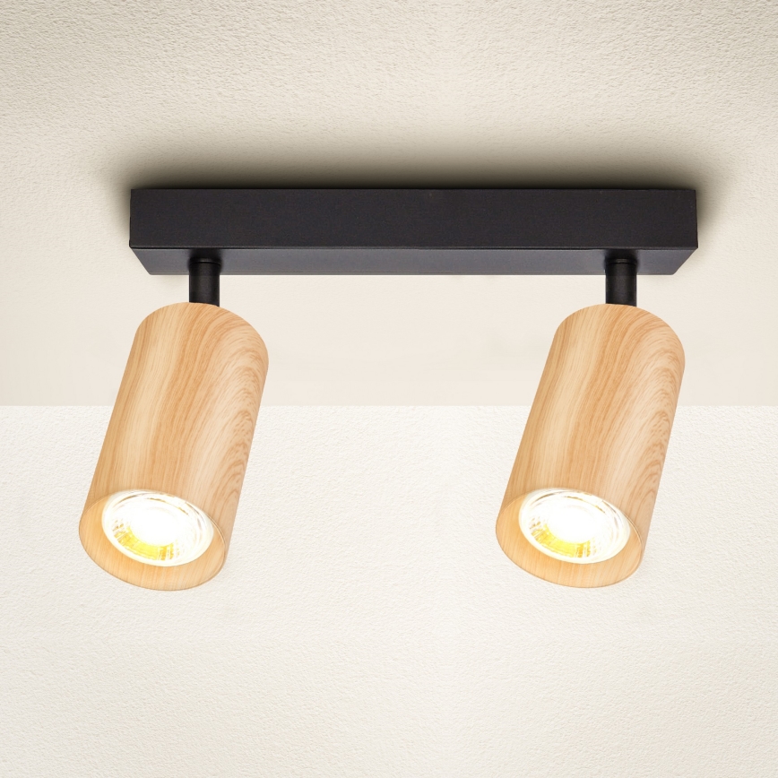 Brilagi - Reflektorska lampa SELE 2xGU10/30W/230V crno/dekor hrasta